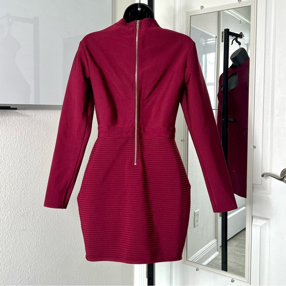 Burgundy Bandage Dress - Picture 2 of 2